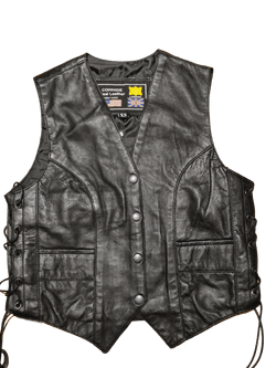 Chaleco cuero negro chica de napa clasico