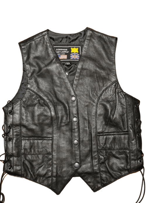 Chaleco cuero negro chica de napa clasico