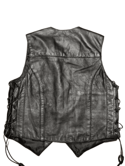 Chaleco cuero negro chica de napa clasico