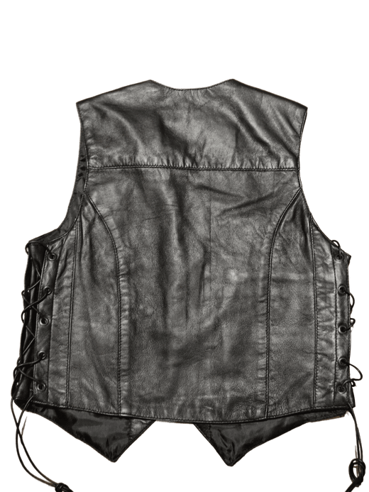 Chaleco cuero negro chica de napa clasico
