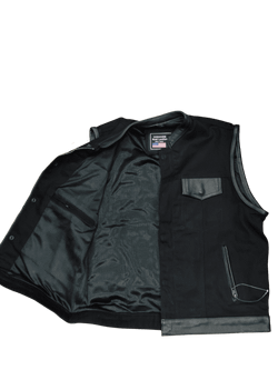 Chaleco cuero y tejano motard