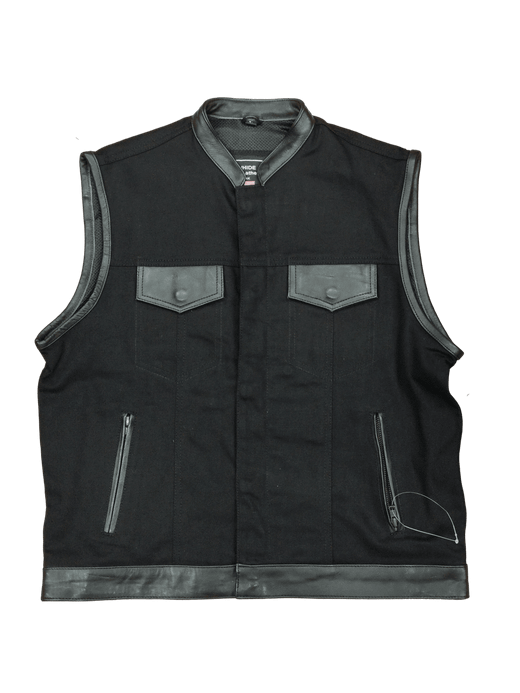 Chaleco cuero y tejano motard