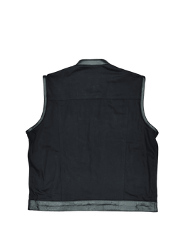 Chaleco cuero y tejano motard