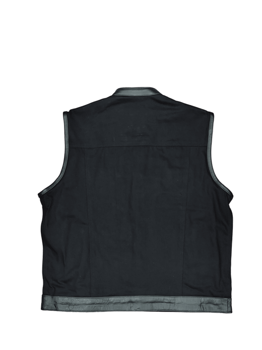 Chaleco cuero y tejano motard