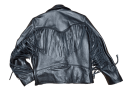 Chaqueta cruzada cuero con flecos