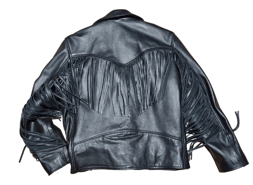 Chaqueta cruzada cuero con flecos