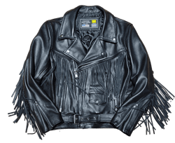 Chaqueta cruzada cuero con flecos