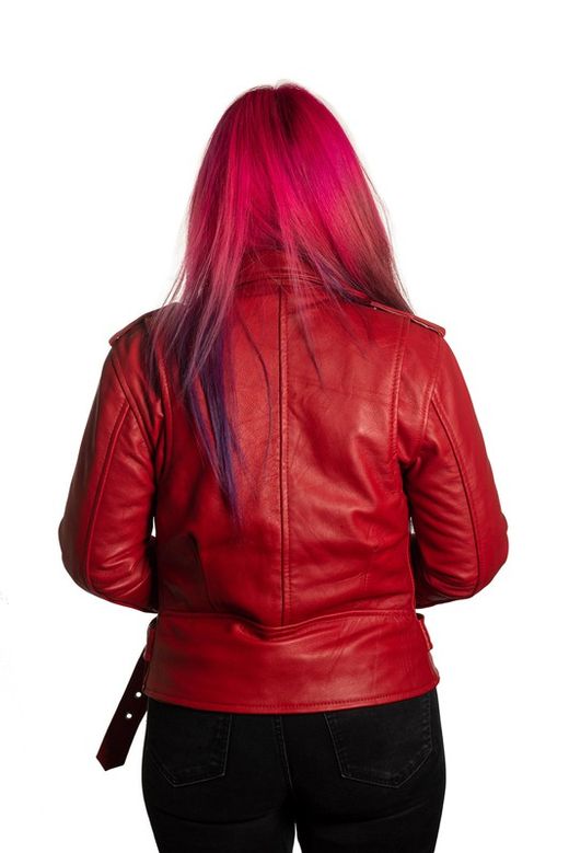 Chaqueta cruzada roja chica napa