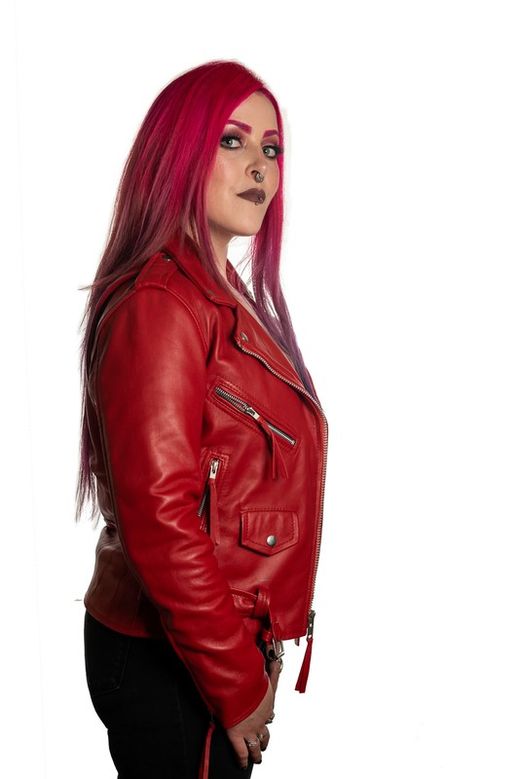 Chaqueta cruzada roja chica napa
