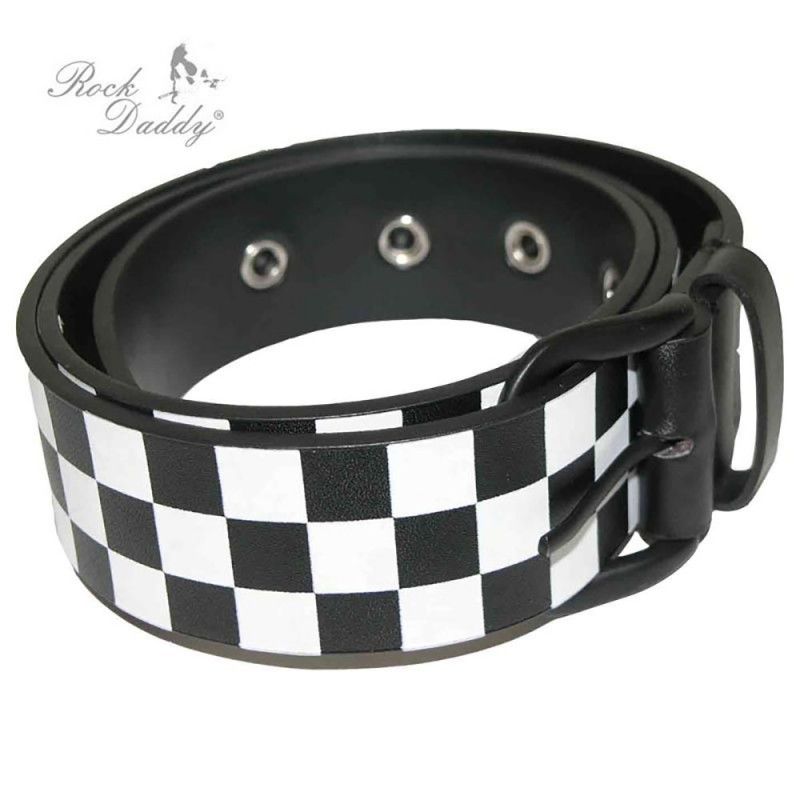 Cinturon Cuadros Negro Blanco