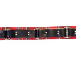 Cinturón de piel tartan rojo con aros
