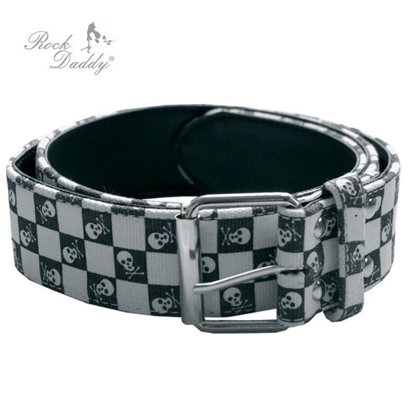 Cinturon Tejido Cuadros B&N Calaveras