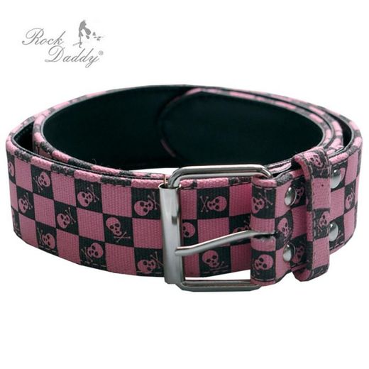 Cinturon Tejido Cuadros Rosa7Negro Pirat