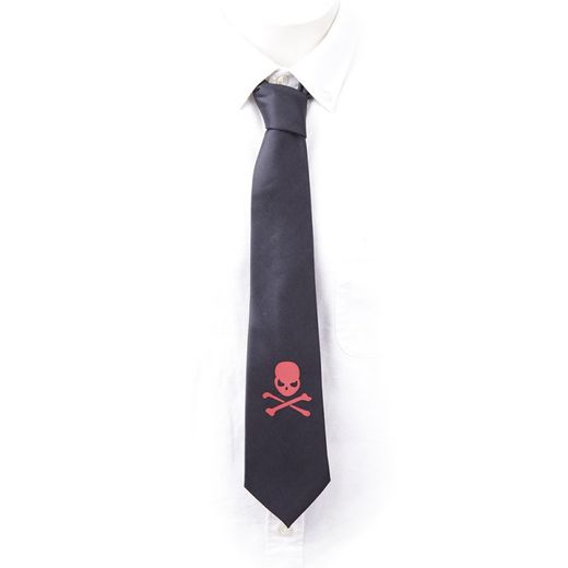 Corbata Ancha Calavera Pirata Rojo
