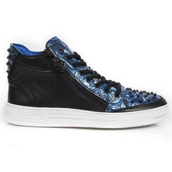 Baskets New Rock M.Ps029-S7 Raw Black Vintage Flower Polar Blue Pisa Blanc