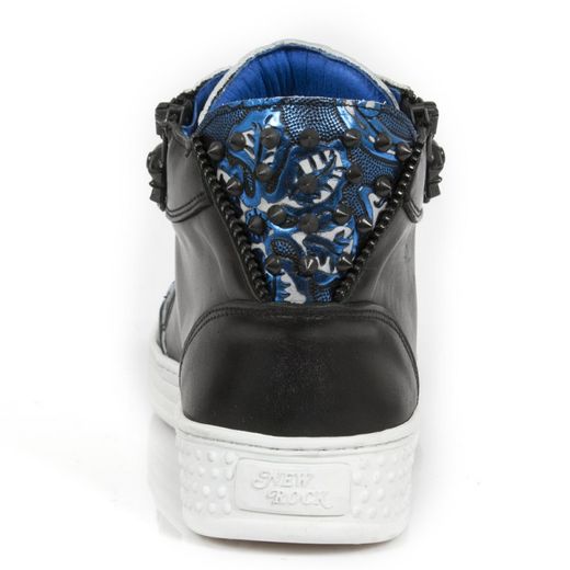Baskets New Rock M.Ps029-S7 Raw Black Vintage Flower Polar Blue Pisa Blanc