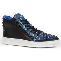 Baskets New Rock M.Ps029-S7 Raw Black Vintage Flower Polar Blue Pisa Blanc