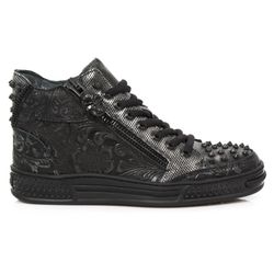 Deportivas Botin New Rock M.Ps039-S3 Vintage Flower Negro, Box Plane Diamanete Grabado