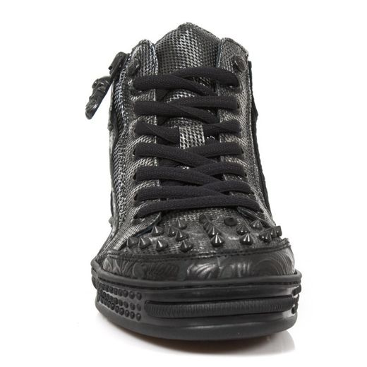 Deportivas Botin New Rock M.Ps039-S3 Vintage Flower Negro, Box Plane Diamanete Grabado