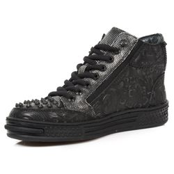 Deportivas Botin New Rock M.Ps039-S3 Vintage Flower Negro, Box Plane Diamanete Grabado