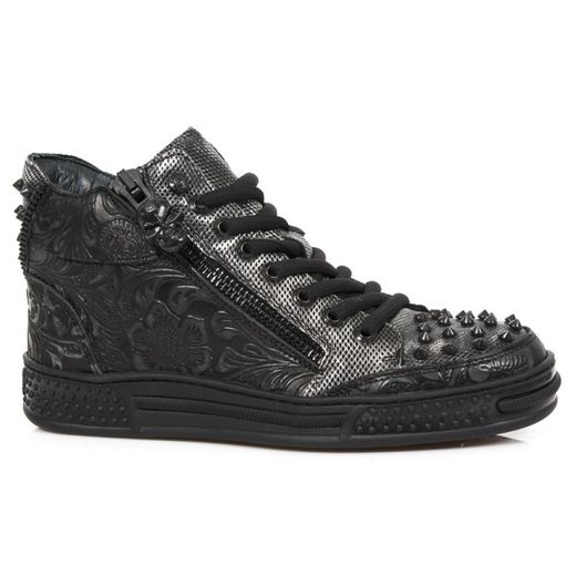 Deportivas Botin New Rock M.Ps039-S3 Vintage Flower Negro, Box Plane Diamanete Grabado