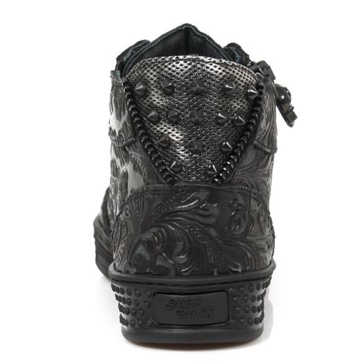 Deportivas Botin New Rock M.Ps039-S3 Vintage Flower Negro, Box Plane Diamanete Grabado