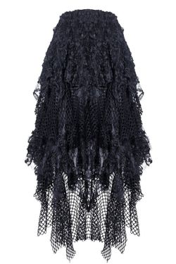 Lange rok van netstof en kant