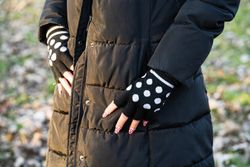 Guantes Mitones Lana lunares