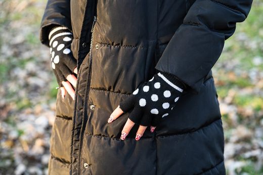 Guantes Mitones Lana lunares