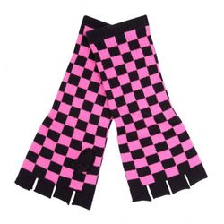 Guantes Mitones Largos Cuadros Rosas y Negros