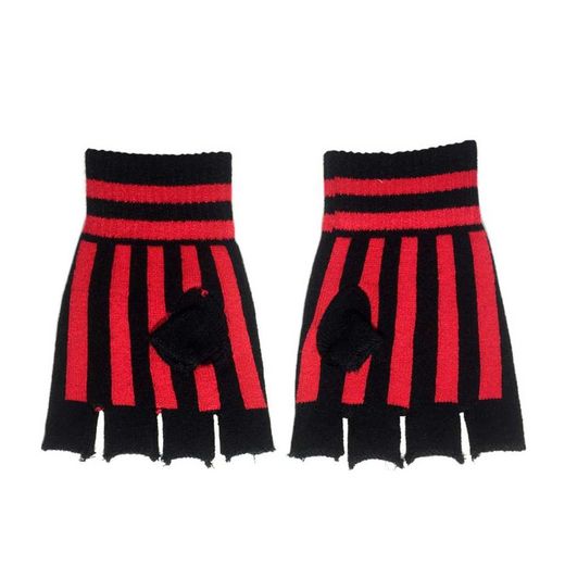 Guantes Mitones Pica Poker rojo y Negro