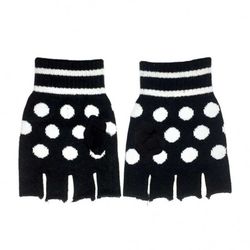 Mitones Negros con Topos Blancos
