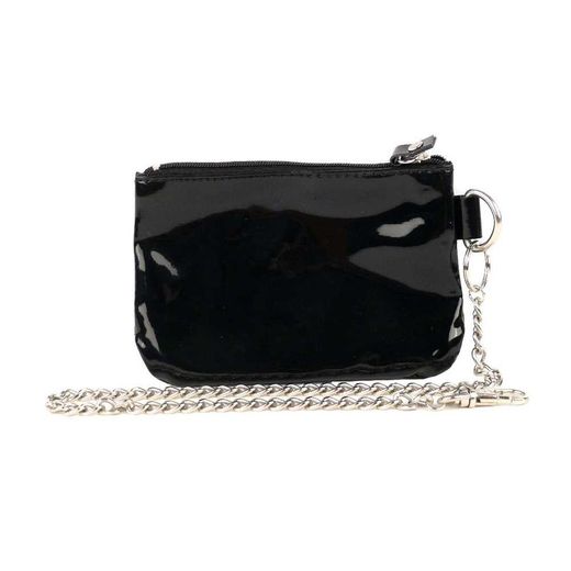 Glanzende zwarte portemonnee met 8 bal