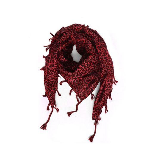 Roter Leopardenschal mit Fransen 100X100