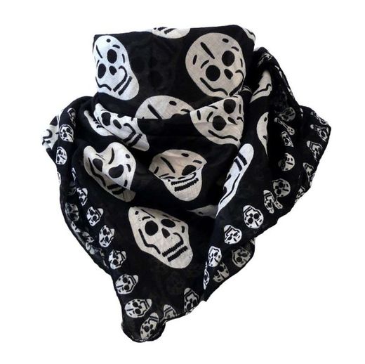 Pañuelo negro con Calaveras blancas