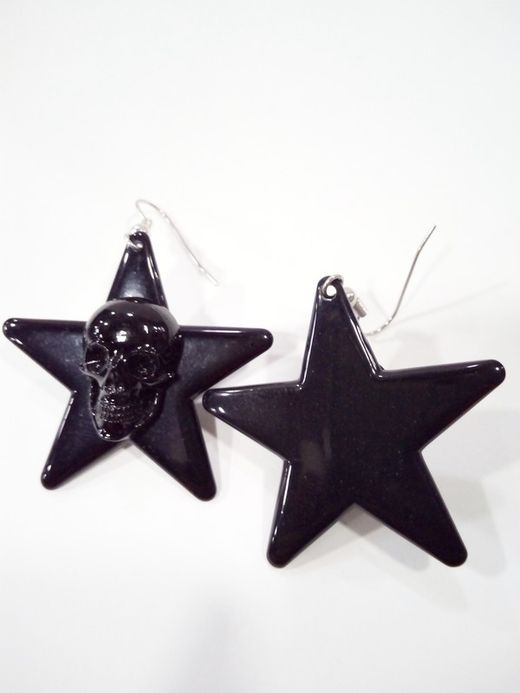 Boucle d'oreille Black Star Black Skull