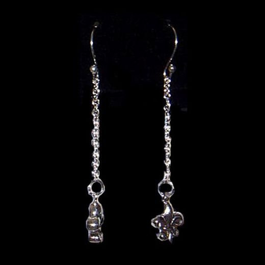 Pendientes cadena y flor de lys unidad