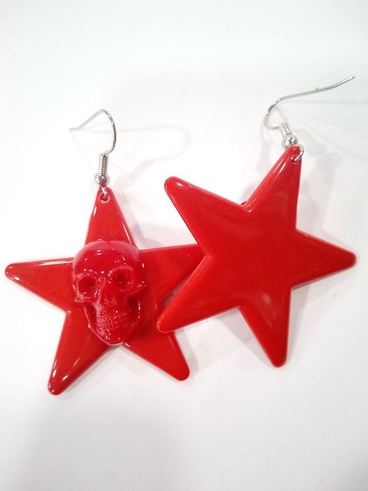 Rode ster rode schedel oorbellen