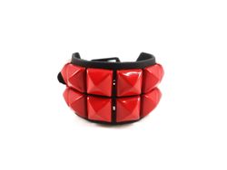 Bracelet pyramides rouges 2 rangs