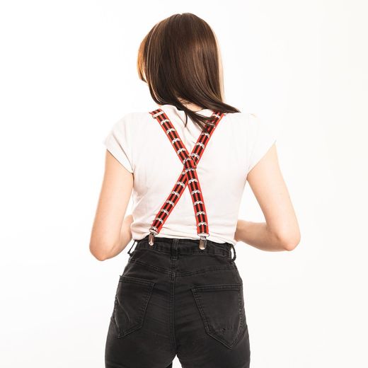 Rode Bretels Met Schedels Met Vleugels