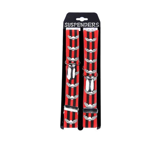 Rode Bretels Met Schedels Met Vleugels