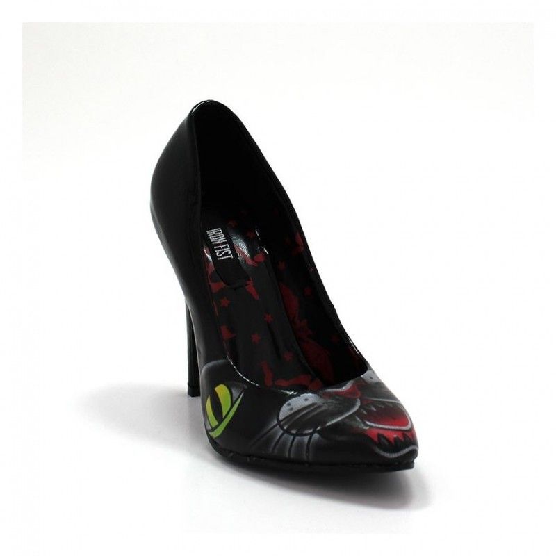 Black Cat Point Heel Ironfist Shoes — Camden Shop