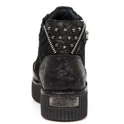 Zapatos New Rock M.Crp003-S1 Vintage Flower Negro, Drama Ante Negro Neo Crp N