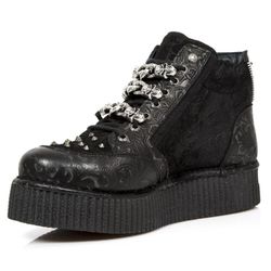 Zapatos New Rock M.Crp003-S1 Vintage Flower Negro, Drama Ante Negro Neo Crp N