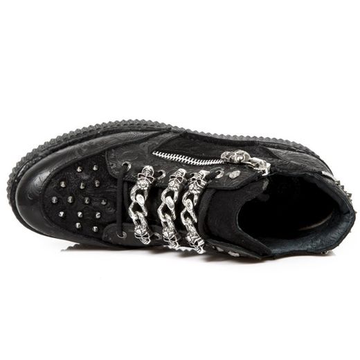 Zapatos New Rock M.Crp003-S1 Vintage Flower Negro, Drama Ante Negro Neo Crp N