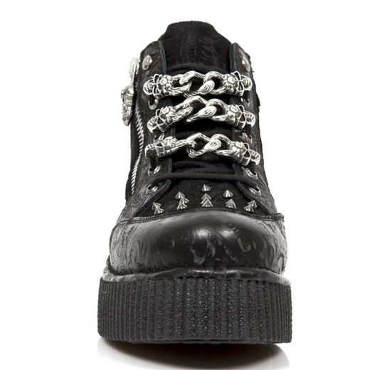 Zapatos New Rock M.Crp003-S1 Vintage Flower Negro, Drama Ante Negro Neo Crp N