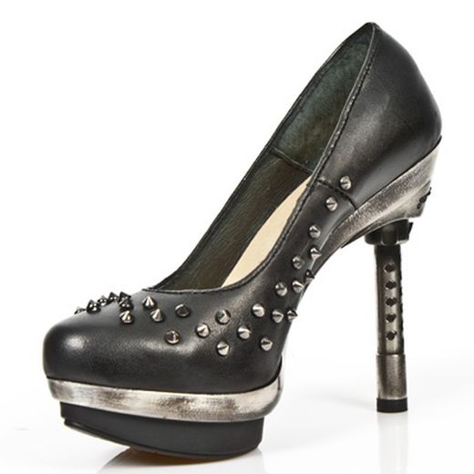 Zapatos New Rock M.Punk034-C7 Nomada Negro Vivo Negro Pl Acero Punk Cal Canyo
