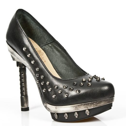 Zapatos New Rock M.Punk034-C7 Nomada Negro Vivo Negro Pl Acero Punk Cal Canyo